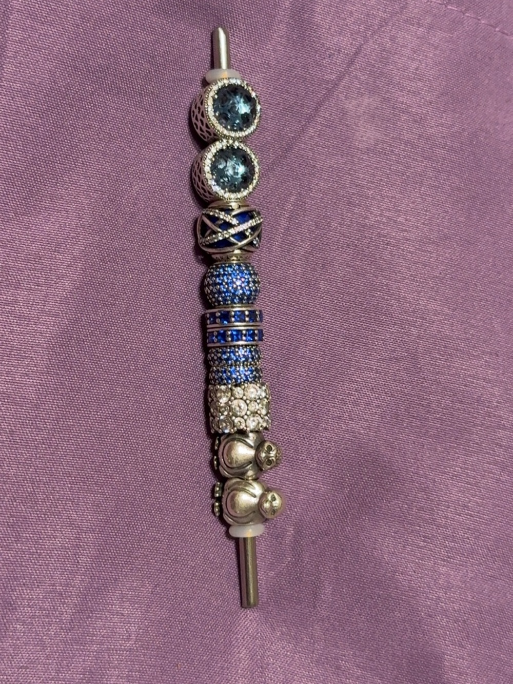 Pandora Silver Charm Bead Set with Blue and Clear Crystals
